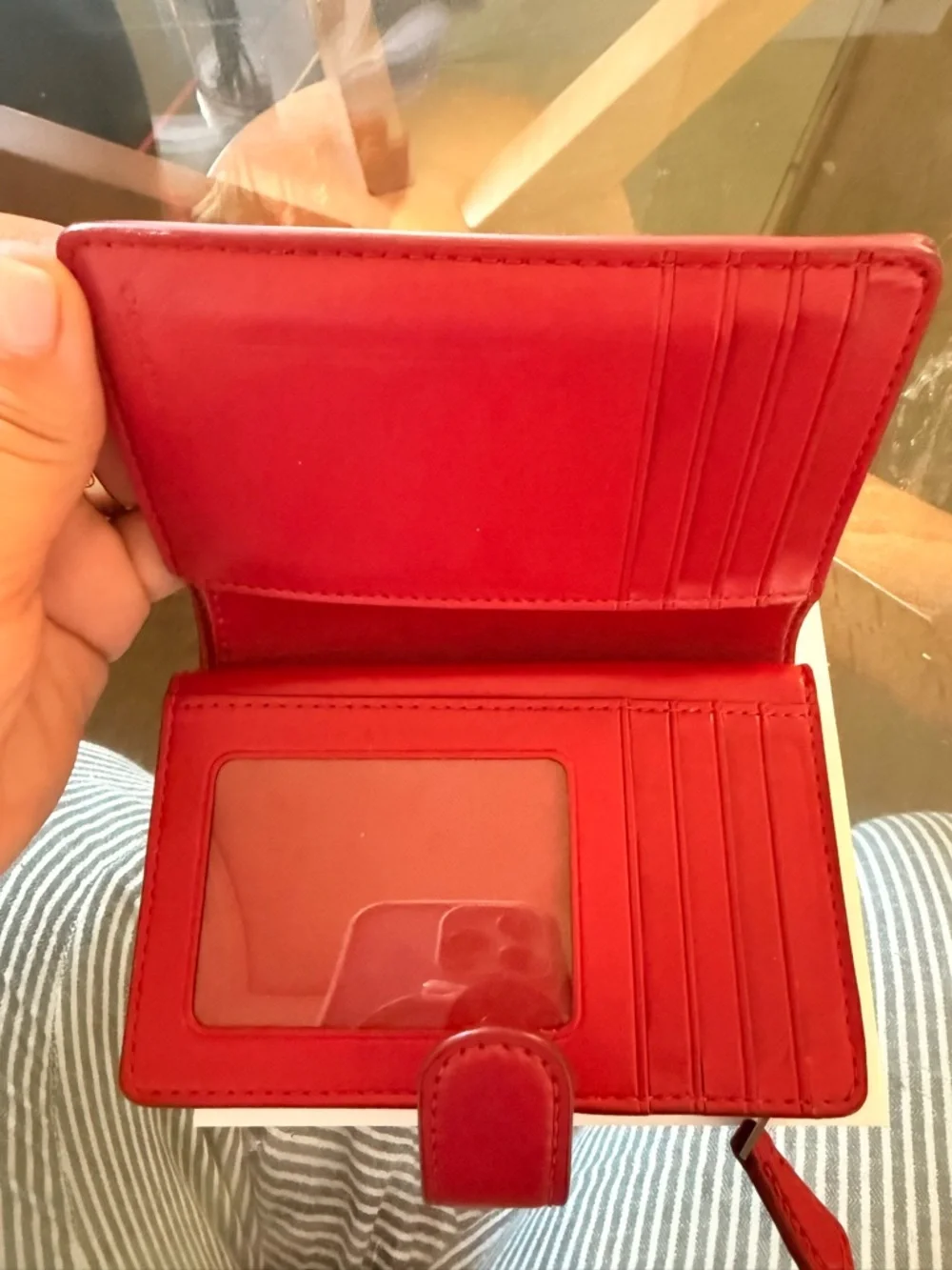 Coach Brown Signature Wallet with Red Tab
